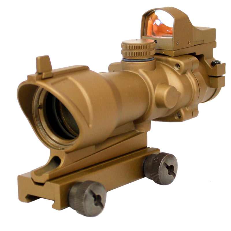Bravo 4x32 Magnified Crosshair Scope with Mini Red Dot Sight - Tan