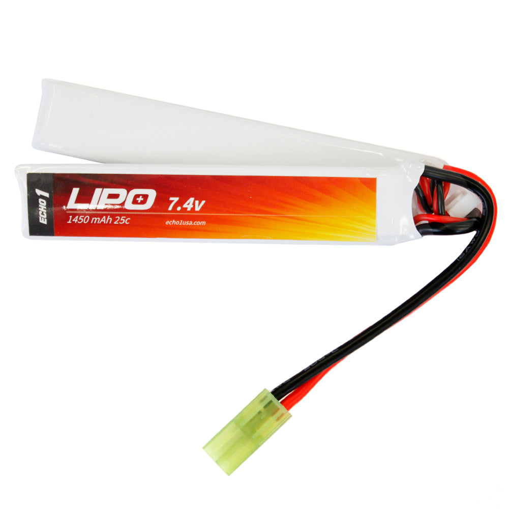 7.4V 1200mAh Airsoft LiPo Battery 25C w/Mini Tamiya Connector for Airsoft  Rifle