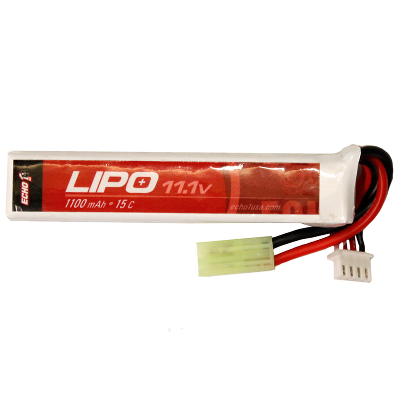 Echo1 11.1V 1100mAh 15C Stick Type Lipo Battery (Fits Buffer Tubes)