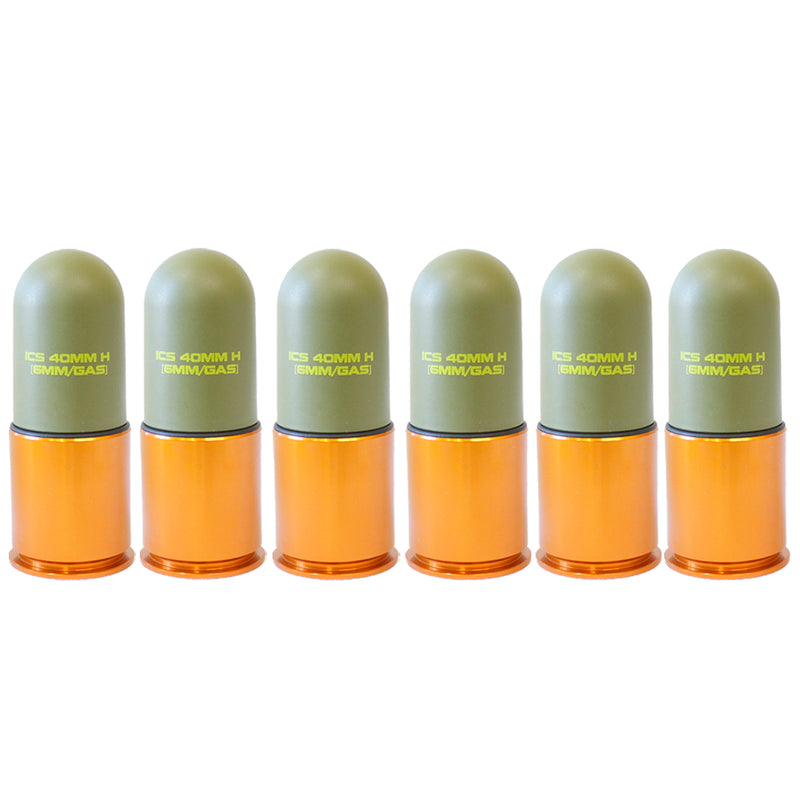 ICS 40mm High Speed Airsoft M203 70 Round Gas Grenade Shell - Set of 6