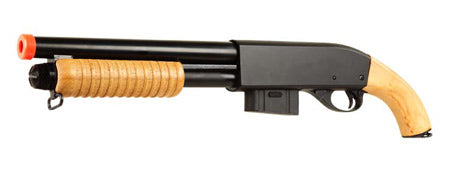 A&K Full Metal Real Wood M870 Spring Powered Airsoft Sawed-Off Shotgun