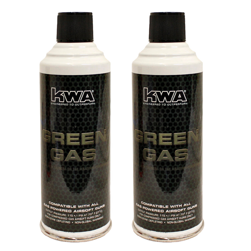 KWA 8oz Green Gas Can for Airsoft Gas Guns Made in USA - 2 Pack