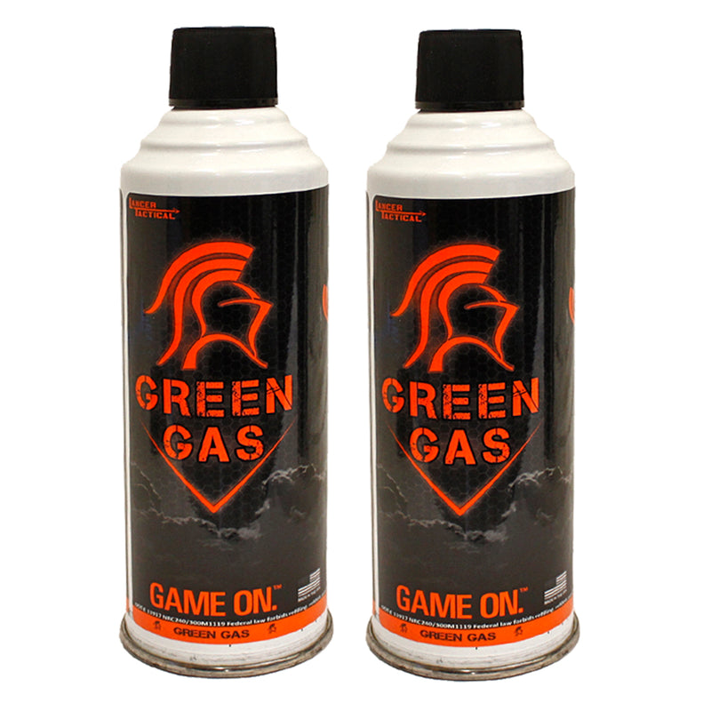 Lancer Tactical 8oz Green Gas Can for Airsoft Gas Guns - 2 Pack