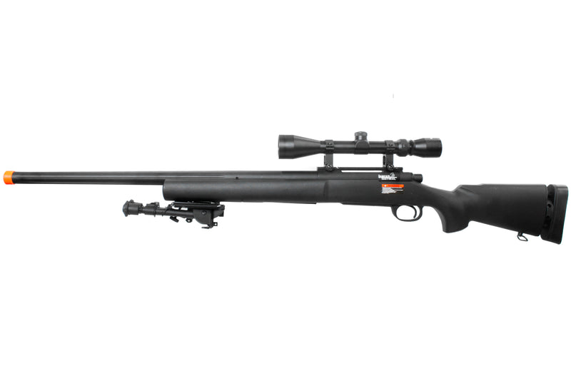 Lancer Tactical M24 Bolt Action Airsoft Sniper Rifle w/ Bipod & Scope - Black