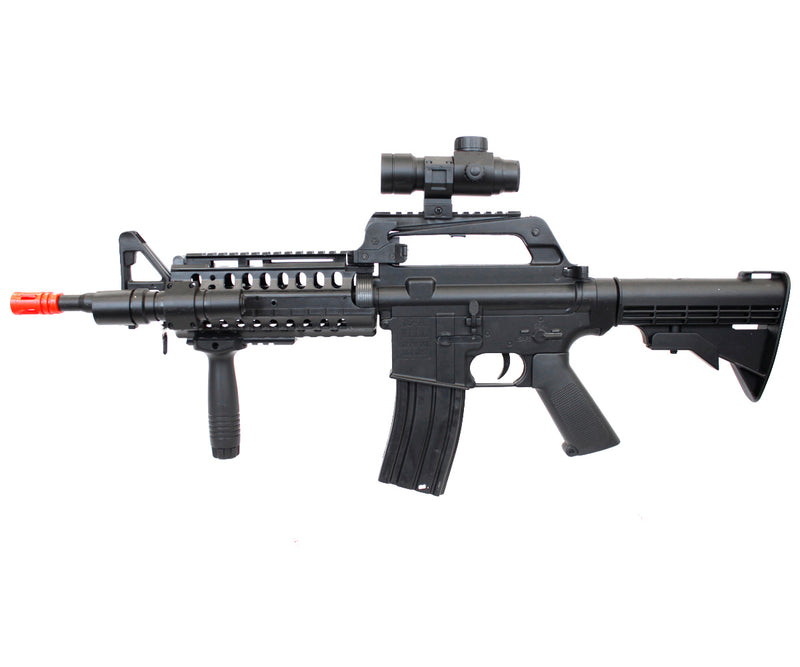 WELL MR733 M4 RIS Spring Airsoft Gun with Scope, Flashlight and Grip