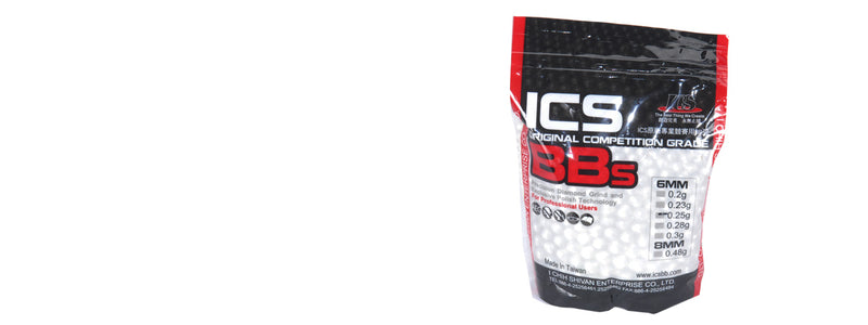 ICS .25g 6mm High Grade Quality Seamless BBs 3500 Rounds in Bag White