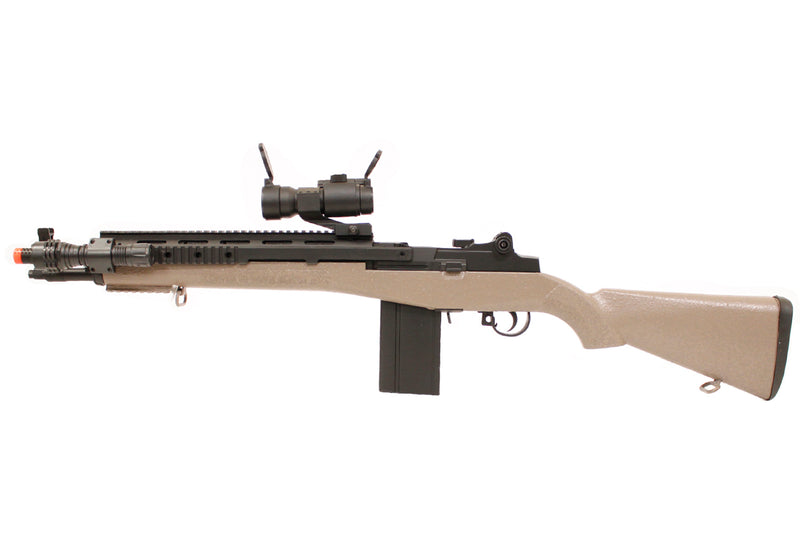 TSD M14 SOCOM RIS Airsoft Spring Sniper Rifle with Red Dot - Tan