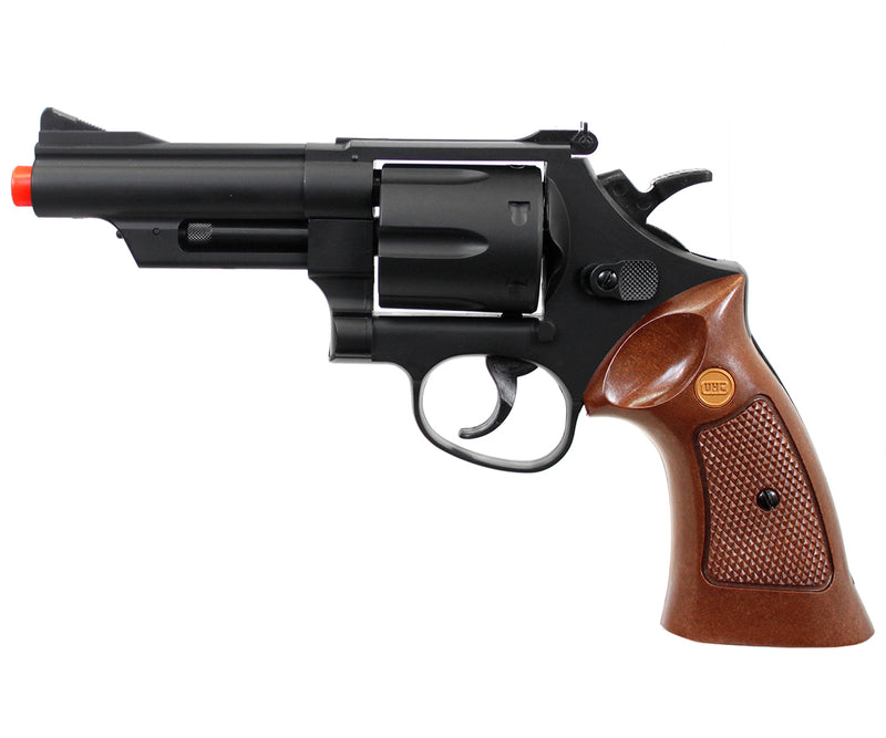 TSD Full Size 4" Spring Powered Airsoft Revolver by UHC - Black