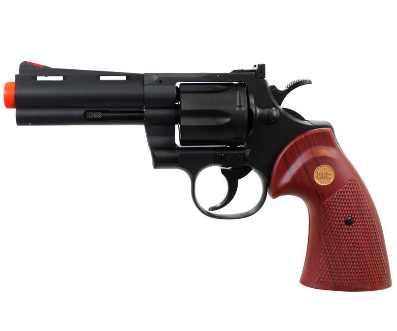TSD 4" Gas Powered Airsoft Revolver by UHC - Black / Red