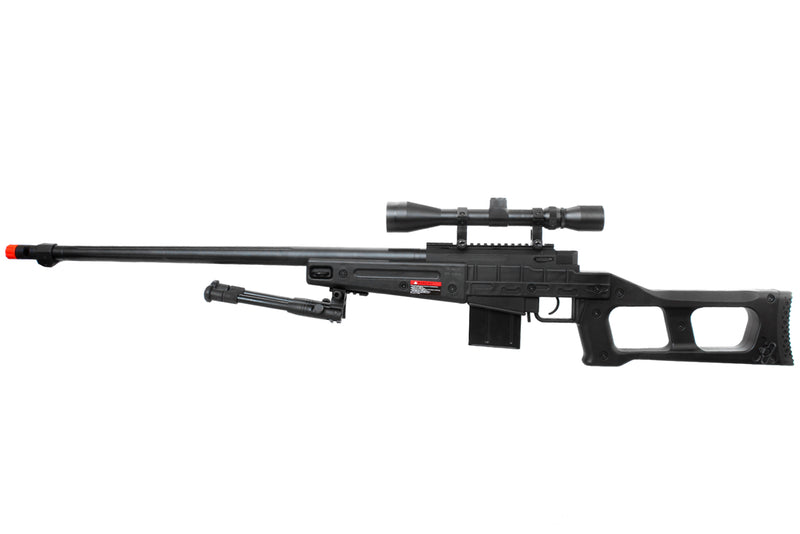 WELL MB4409 Bolt Action Airsoft Sniper Rifle w/ Bipod and Scope - Black