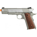 Colt Full Metal 1911 Rail Gun Co2 Powered GBB Airsoft Pistol by KWC - Silver / Wood