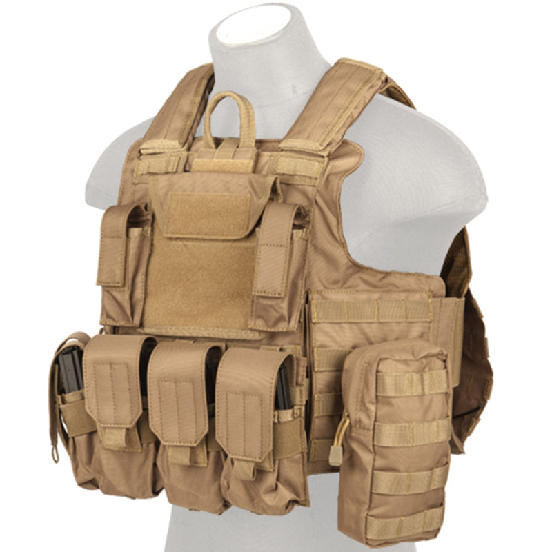 Lancer Tactical Strike Quick Release MOLLE Plate Carrier Vest w/ Pouches