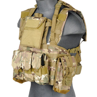 Lancer Tactical Modular Chest Rig MOLLE Vest With Hydration Pack ( Tan )