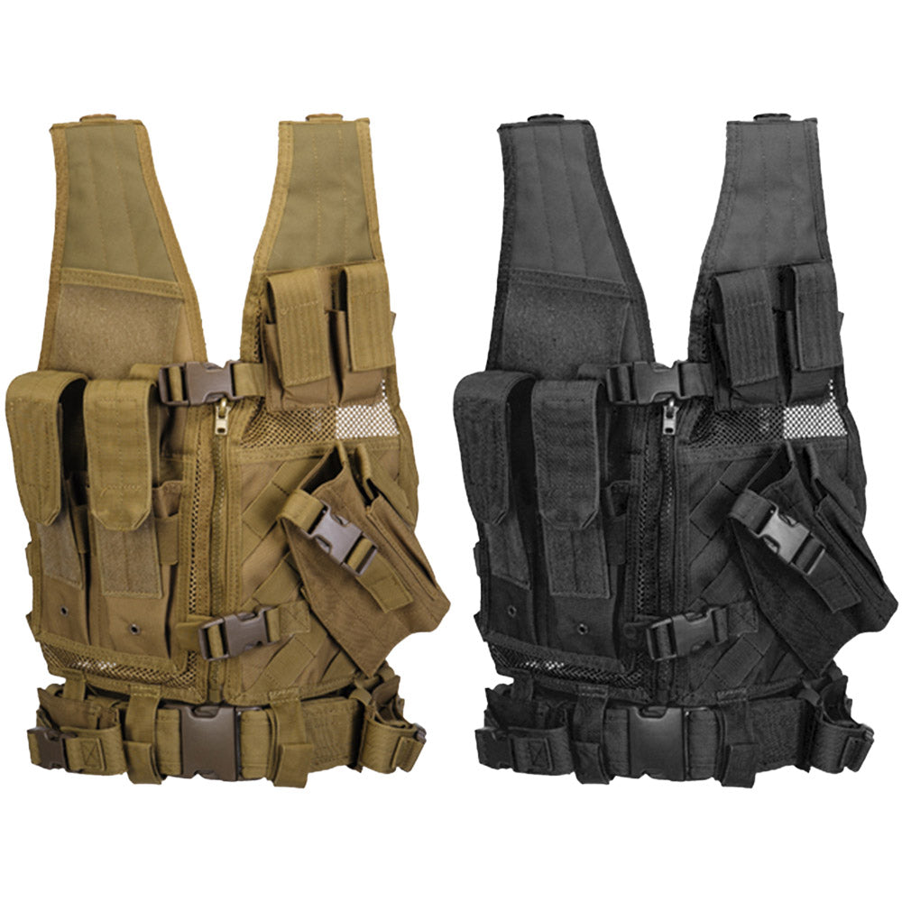 Lancer Tactical Youth Size Cross Draw Vest with Holster | AirsoftNMore.com