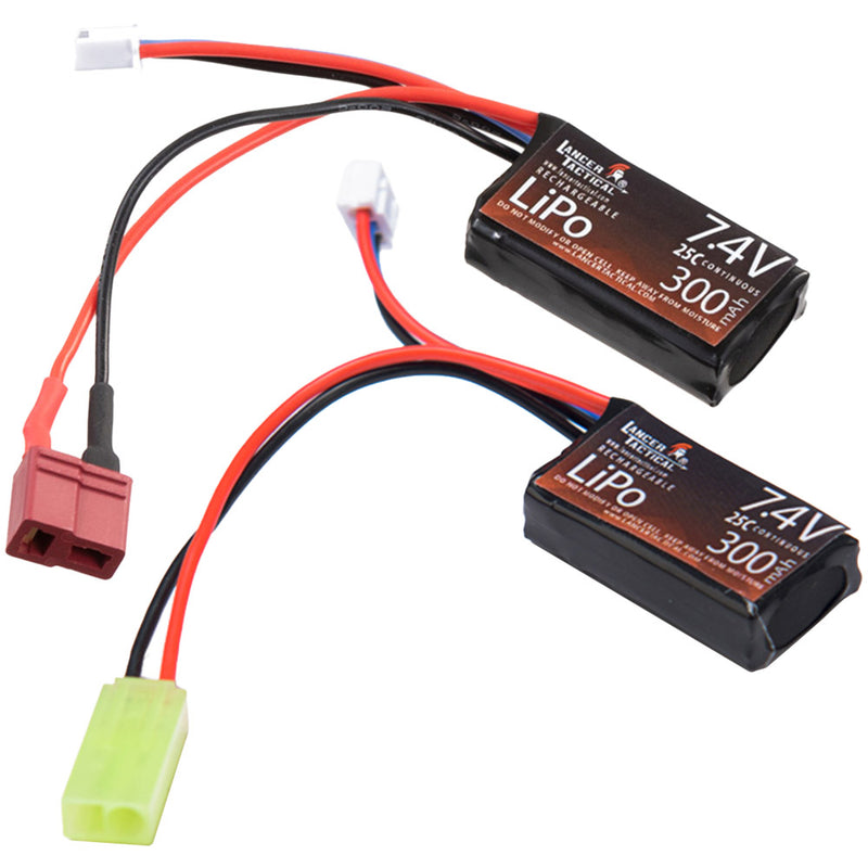 Lancer Tactical 7.4v 300mAH 25C LIPO Battery for Airsoft HPA FCU Systems
