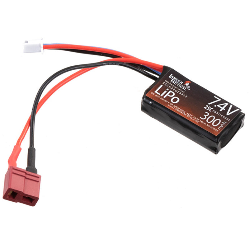 Lancer Tactical 7.4v 300mAH 25C LIPO Battery for Airsoft HPA FCU Systems