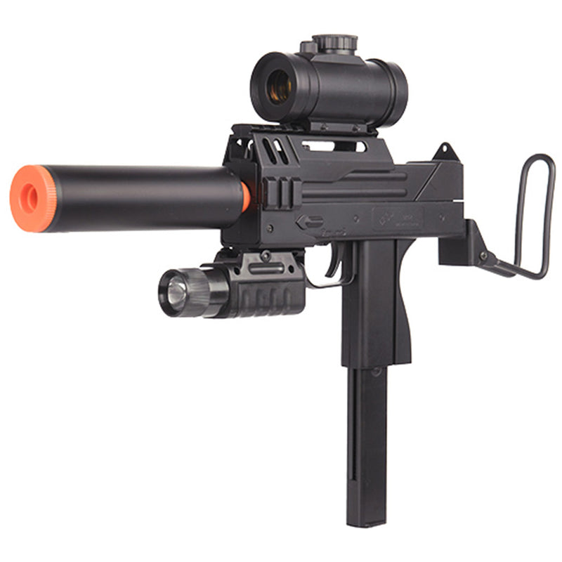 Double Eagle MAC 11 Tactical Spring Airsoft Gun w/ Flashlight, Laser & Sight