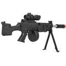 UKARMS P2338 SAW Spring Airsoft Rifle w/ Scope, Laser & Drum Mag
