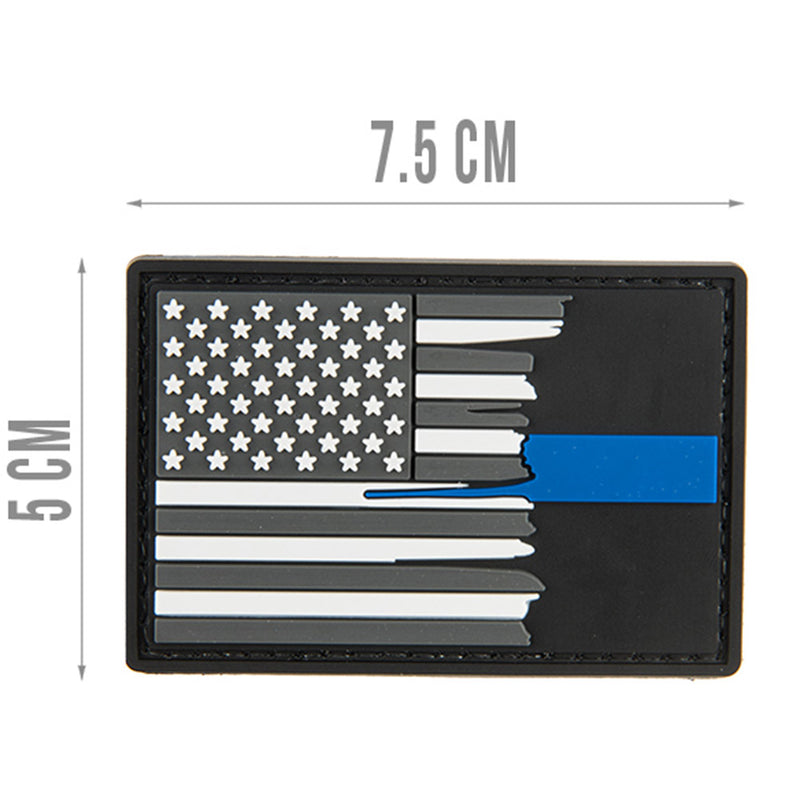 G-FORCE Tattered Blue Line US Flag Hook & Loop Tactical PVC Morale Patch
