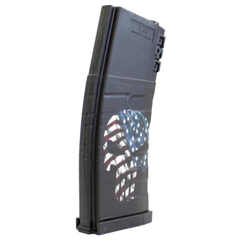 ANM Vinyl Custom GR16 120rd M4 / M16 Mid-Cap AEG Airsoft Magazine - Punisher USA