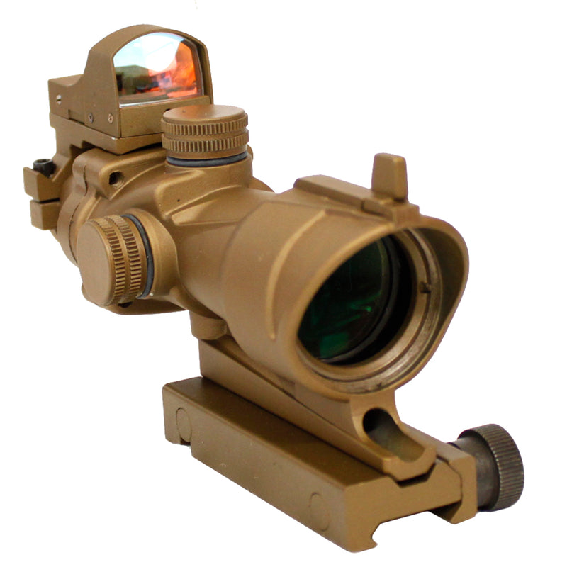 Bravo 4x32 Magnified Crosshair Scope with Mini Red Dot Sight - Tan