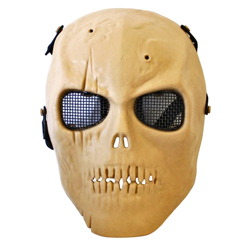 Airsoft Villain Skull Mesh Face Mask - TAN