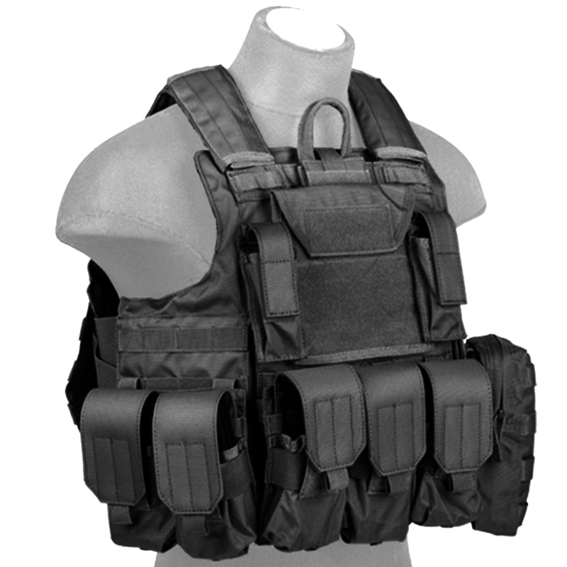Lancer Tactical Strike Quick Release MOLLE Plate Carrier Vest w/ Pouches