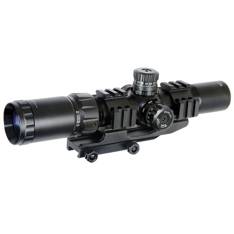 Lancer Tactical 1.5-4x30 Illuminated Red, Green & Blue Mil-Dot Rifle Scope