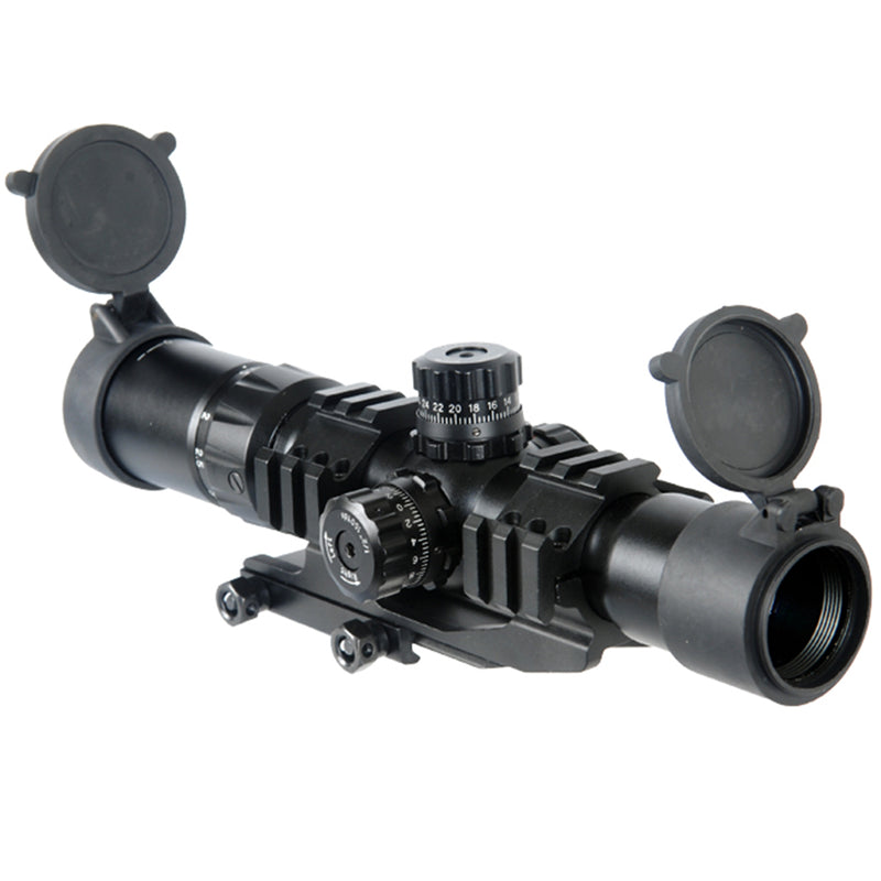 Lancer Tactical 1.5-4x30 Illuminated Red, Green & Blue Mil-Dot Rifle Scope