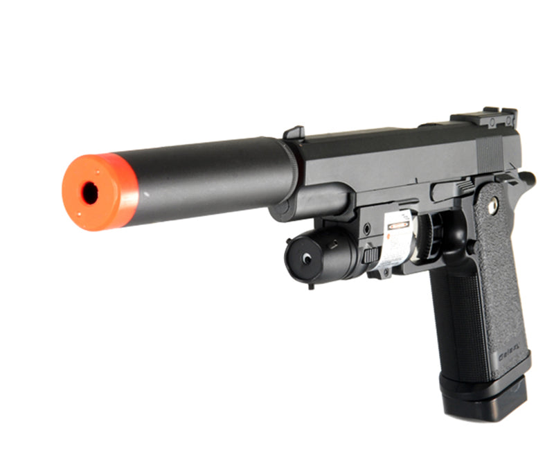 UKARMS Full Metal Hi-Capa Spring Airsoft Pistol w/ Barrel Extension & Laser