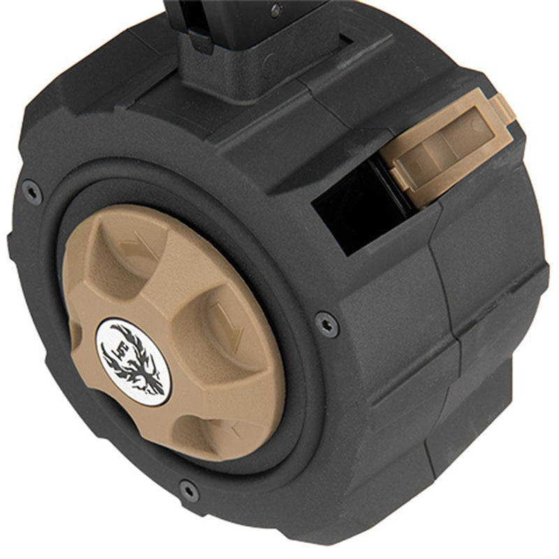 HFC 145rd  HD Drum Magazine for Gas Blowback M9 Airsoft Pistols - Black / Brown