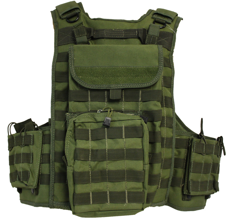Swiss Arms CIRAS Plate Carrier Airsoft Assault Vest - Fully Loaded - Green