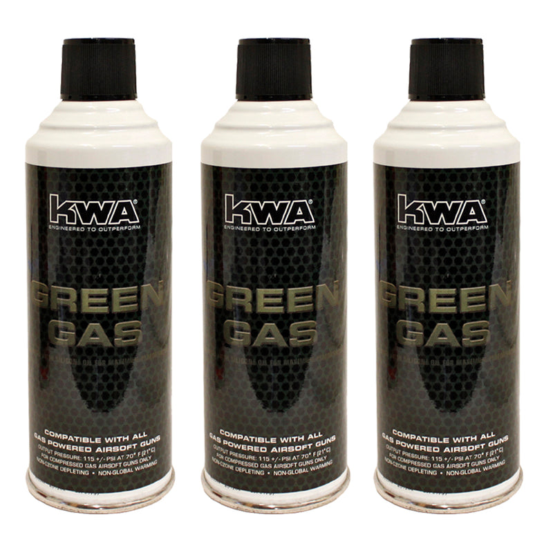 KWA 8oz Green Gas Can for Airsoft Gas Guns Made in USA - 3 Pack