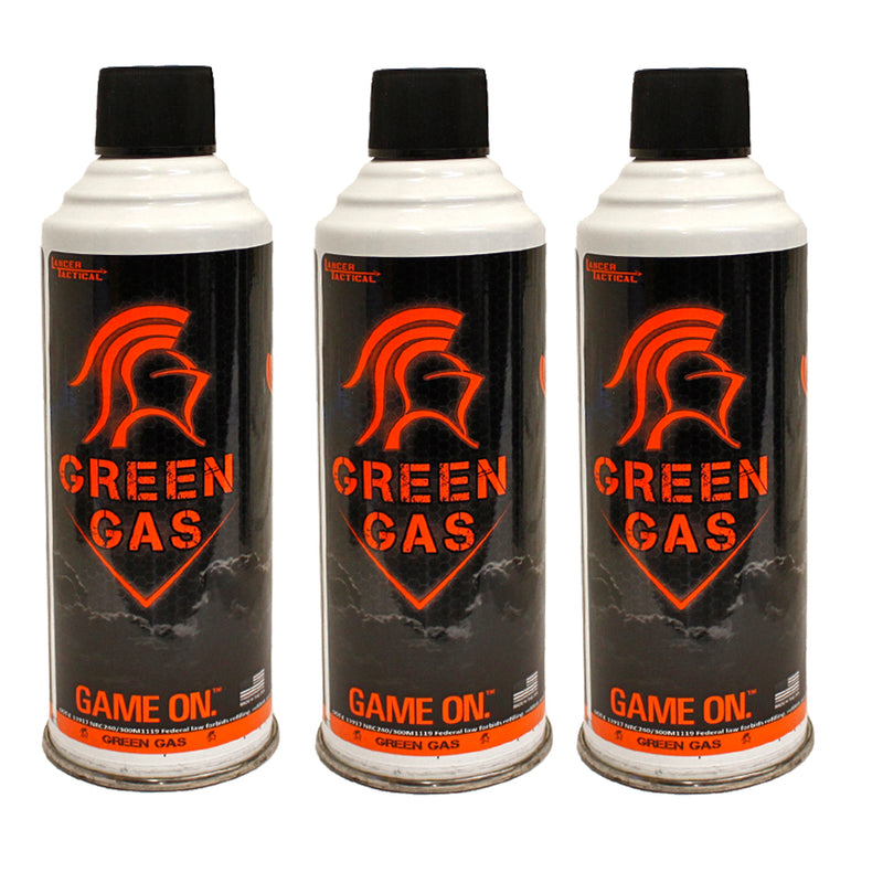 Lancer Tactical 8oz Green Gas Can for Airsoft Gas Guns - 3 Pack