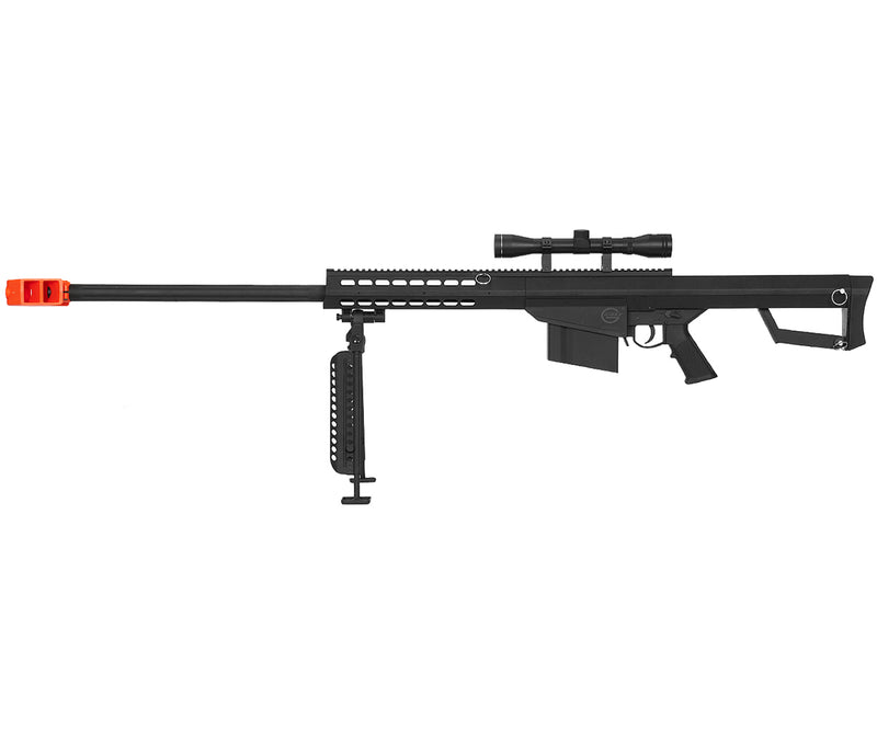 Lancer Tactical M82 Bolt Action Airsoft Sniper Rifle w/ Scope & Polymer Bipod - Black