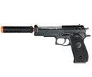Double Eagle M22 M9 Spring Pistol Airsoft Gun with Silver Barrel & Silencer