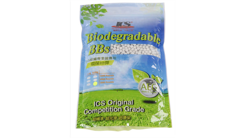 ICS Biodegradeable .25g 6mm Seamless BBs 3500 Rounds in Bag White