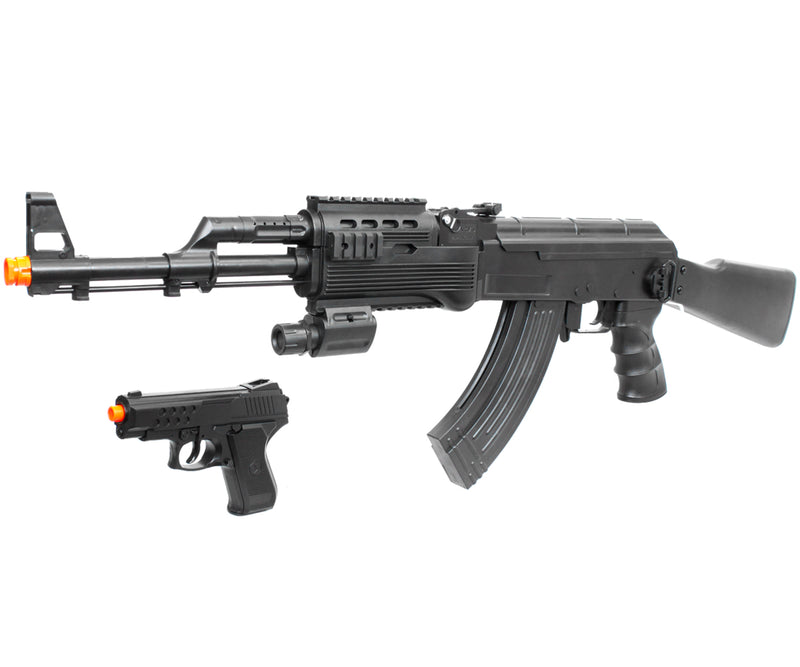 UKARMS Tactical AK47 RIS Spring Powered Airsoft Gun w/ Spring Pistol