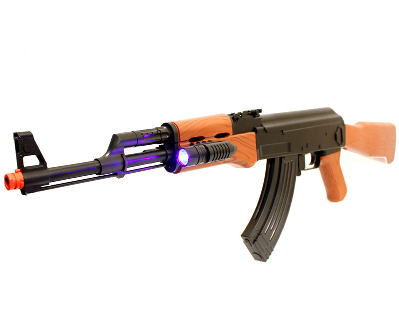 UKARMS AK47 Spring Powered Airsoft Gun with Flashlight and Laser