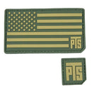 PTS American Flag w/ PTS Logo Tab Tactical Hook & Loop PVC Patch Set