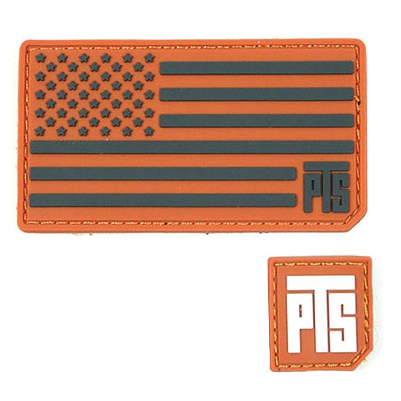 PTS American Flag w/ PTS Logo Tab Tactical Hook & Loop PVC Patch Set