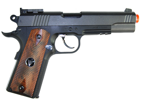 TSD M1911 Tactical Airsoft Spring Pistol - Black with Wood Grips