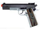TSD M1911 Tactical Airsoft Spring Pistol - Silver with Wood Grips