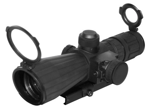 NcStar 3-9x42 Rubberized Blue Illuminated Rifle Scope with Built-in Red Laser and QD Mount