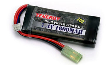 Tenergy 7.4V 1600mAh 20C Airsoft Gun LIPO Battery Pack