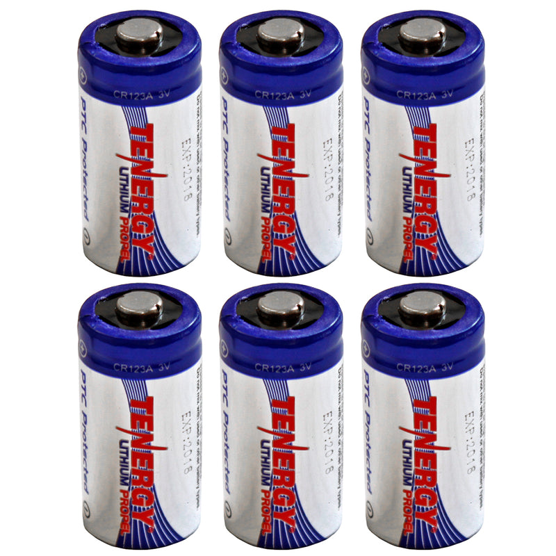 Tenergy High Performance CR123A 3V Lithium Battery - 6 Pack