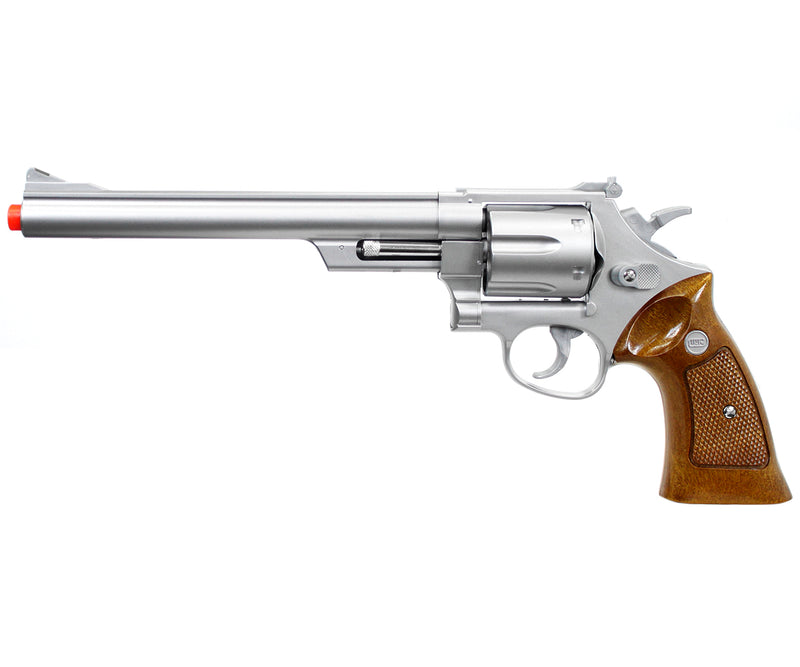 TSD Full Size 8" Spring Powered Airsoft Revolver by UHC - Silver