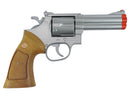 TSD 4 inch Airsoft Spring Powered Revolver - Silver with Wood Grip
