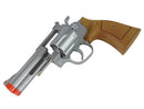 TSD 4 inch Airsoft Spring Powered Revolver - Silver with Wood Grip