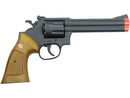 TSD 6 inch Airsoft Spring Powered Revolver - Black with Wood Grip